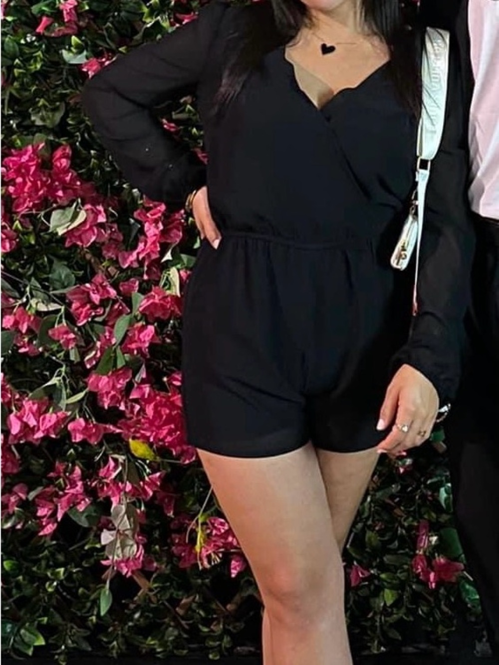 Forever 21 Black Long-Sleeve V-Neck Romper